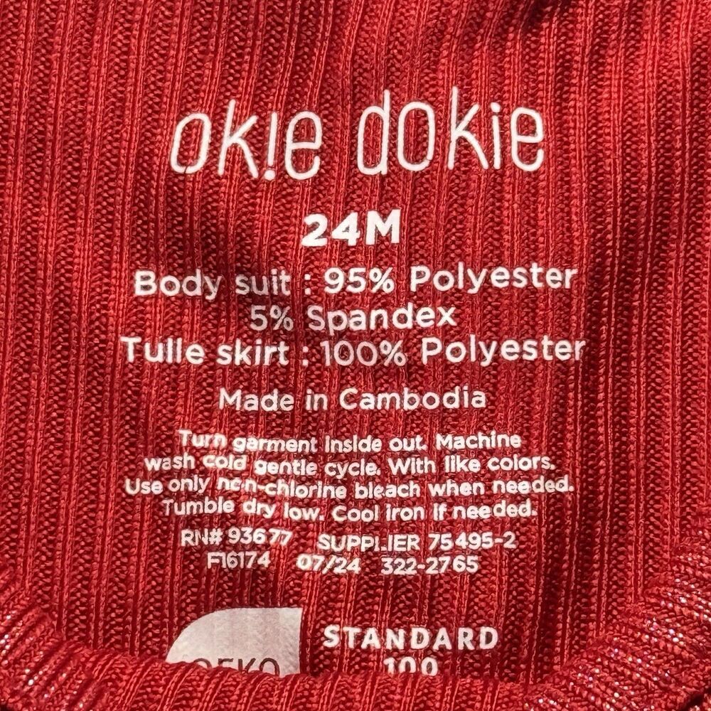 Okie Dokie Red Tutu Skirted Dress Girls 24M Tulle Long Sleeve Ruffle - Picture 4 of 5